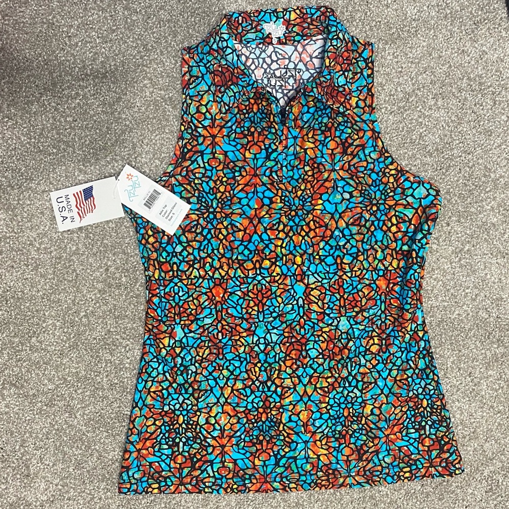 NWT Tzu Tzu Sport Allie Stained Glass Top